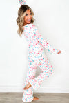 White Christmas Pattern Long Sleeve Top and Wide Leg Pants Set-Loungewear & Sleepwear/Loungewear-MomFashion