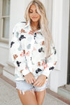 White Cow Boy Hats Puff Sleeve Button Up Shirt-Tops-MomFashion