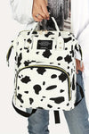 White Cow Spot Print Multi Pocket Canvas Backpack-Shoes & Bags-MomFashion