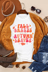 White FALL BREEZE and AUTUMN LEAVES Graphic Tee-Graphic-MomFashion