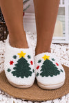 White Fuzzy Christmas Tree Pattern Home Slippers-Shoes & Bags-MomFashion