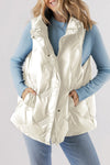 White Quilted High Neck Zip Up Jacket Vest-Outerwear/Vests-MomFashion