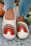 White Rainbow Plush Winter Home Slippers-Shoes & Bags-MomFashion