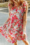 White Ruffled Tank Floral Dress-Dresses-MomFashion