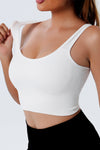 White Seamless U Neck Sleeveless Cropped Yoga Top-Activewear-MomFashion