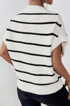 White Stripe Striped Pattern Batwing Sleeve Sweater-Tops-MomFashion