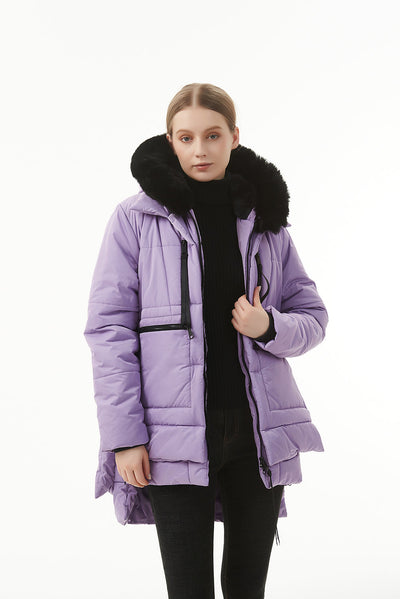 Wisteria Plush Linen Zip Up Hooded Puffer Coat-Outerwear-MomFashion