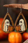 Wooden Water Drop Halloween Earrings-Accessories-MomFashion