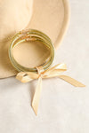 Yellow 5pcs Glitter Jelly Bow Knot Ribbon Bracelet Set-Accessories-MomFashion