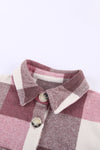 Plaid Color Block Buttoned Long Sleeve Jacket with Pocket-Outerwear-MomFashion