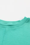 Green Solid Color Patchwork Long Sleeve Top-Tops-MomFashion