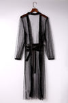 Black Sheer Embellished Tulle Duster Kimono-Outerwear-MomFashion