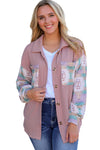 Pink Toltec Corduroy Contrast Shacket-Outerwear-MomFashion