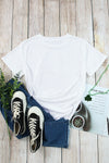 White Solid Color Crew Neck Tee-Tops-MomFashion