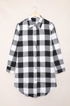 Black Turn-down Collar Plaid Shirt Coat-Outerwear-MomFashion