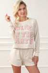 Apricot Letter Print Long Sleeve Top and Shorts Lounge Outfit-Loungewear-MomFashion