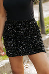 Black Sequin Bodycon Mini Skirt-Bottoms-MomFashion