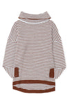 Brown Striped Turtleneck Loose Sweater-Tops-MomFashion