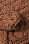 Coffee Solid Color Quilted Kangaroo Pocket Hoodie-Tops-MomFashion