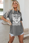 Gray Guitar Slogan Letter Graphic Print Oversized T Shirt-Graphic-MomFashion