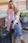 Pink Toltec Corduroy Contrast Shacket-Outerwear-MomFashion