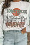 Gray SOMETHING ORANGE Graphic Relaxed Sweatshirt-Tops-MomFashion