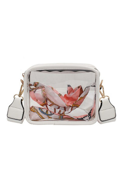 White Clear PVC Leather Strap Crossbody Bag-Shoes & Bags-MomFashion