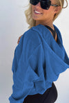 Bluing Plus Size Mineral Wash Zip up Hoodie-Plus Size-MomFashion