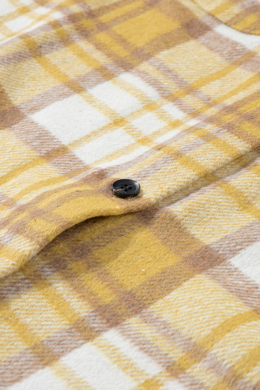 Yellow Plaid Flap Pocket Long Sleeve Shacket-Outerwear-MomFashion