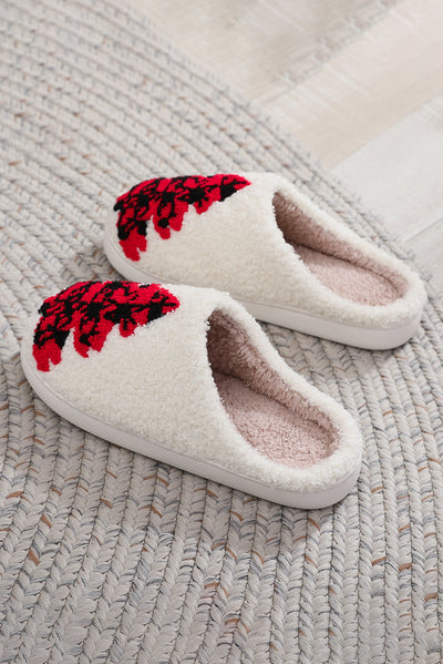 White Fuzzy Tree Pattern Christmas Fashion Home Slippers-Shoes & Bags-MomFashion