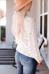 Leopard Crew Neck Long Sleeve Blouse-Tops-MomFashion