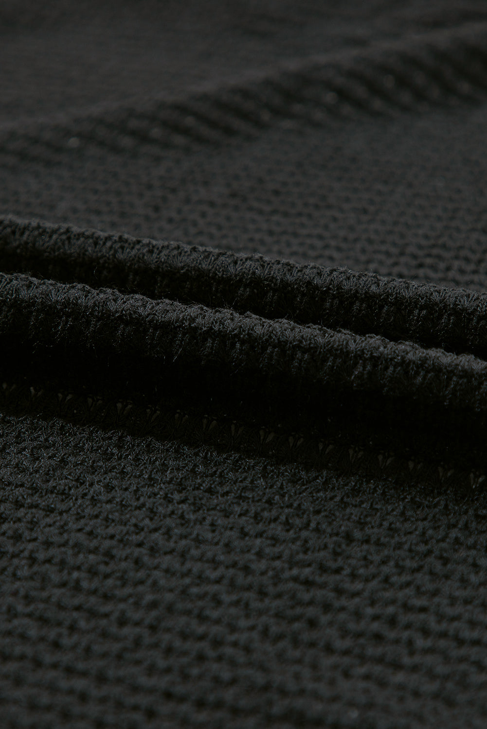 Black Leopard Contrast Waffle Knit Open Front Cardigan-Tops-MomFashion