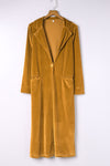 Yellow Retro Velvet Long Sleeve Pocket Coat-Outerwear-MomFashion