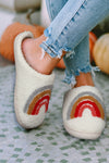 White Rainbow Plush Winter Home Slippers-Shoes & Bags-MomFashion