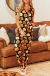 Orange Halloween Pattern Short Sleeve Shirt Pajama Set-Loungewear & Sleepwear/Sleepwear-MomFashion