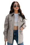 Beige 4 Big Pockets Quilted Button Down Puffer Coat-Outerwear-MomFashion