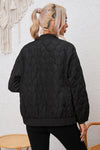 Black Solid Color Quilted Zip Up Puffer Jacket-Outerwear-MomFashion