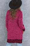 Rose Plaid Knitted Long Open Front Cardigan-Tops-MomFashion