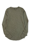 Green Solid Crew Neck Long Sleeve Long Sweatshirt-Tops-MomFashion