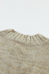 Gray V neck Drop Shoulder Knitted Sweater-Tops-MomFashion