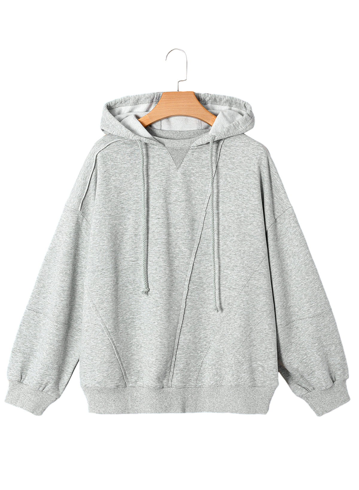 Gray Active Patchwork Detail Warm Winter Hoodie-Tops-MomFashion