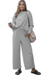 Gray Ultra Loose Textured 2pcs Slouchy Outfit-Loungewear-MomFashion