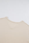 Beige Corded V Neck Slouchy Top Pocketed Shorts Set-Loungewear-MomFashion