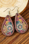 Multicolour Contrast Trim Floral Print Drop Earrings-Accessories-MomFashion