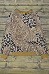 Leopard Print Bleached Long Sleeve Top-Tops-MomFashion