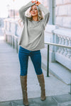 Gray Pocketed Oversized Drop Sleeve Top-Tops-MomFashion