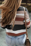 Taupe Classic Round Neck Colorblock Knit Sweater-Tops-MomFashion