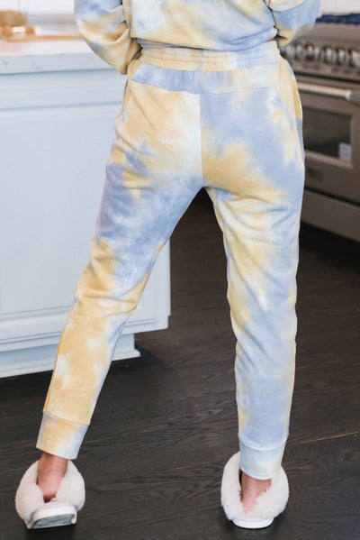 Multicolor Tie Dye Henley Top and Drawstring Pants Outfit-Loungewear-MomFashion