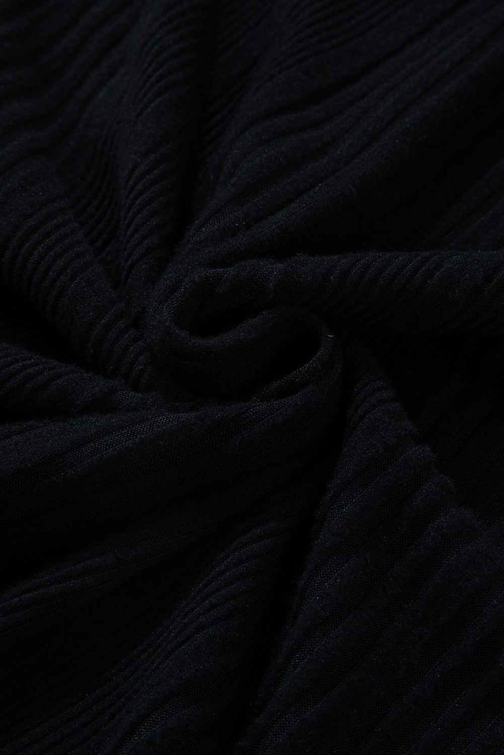 Black Ribbed Color Block Drop Shoulder Long Sleeve Mini Dress-Dresses-MomFashion