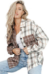 Brown Mixed Plaid Soft Oversized Shirt-Tops-MomFashion